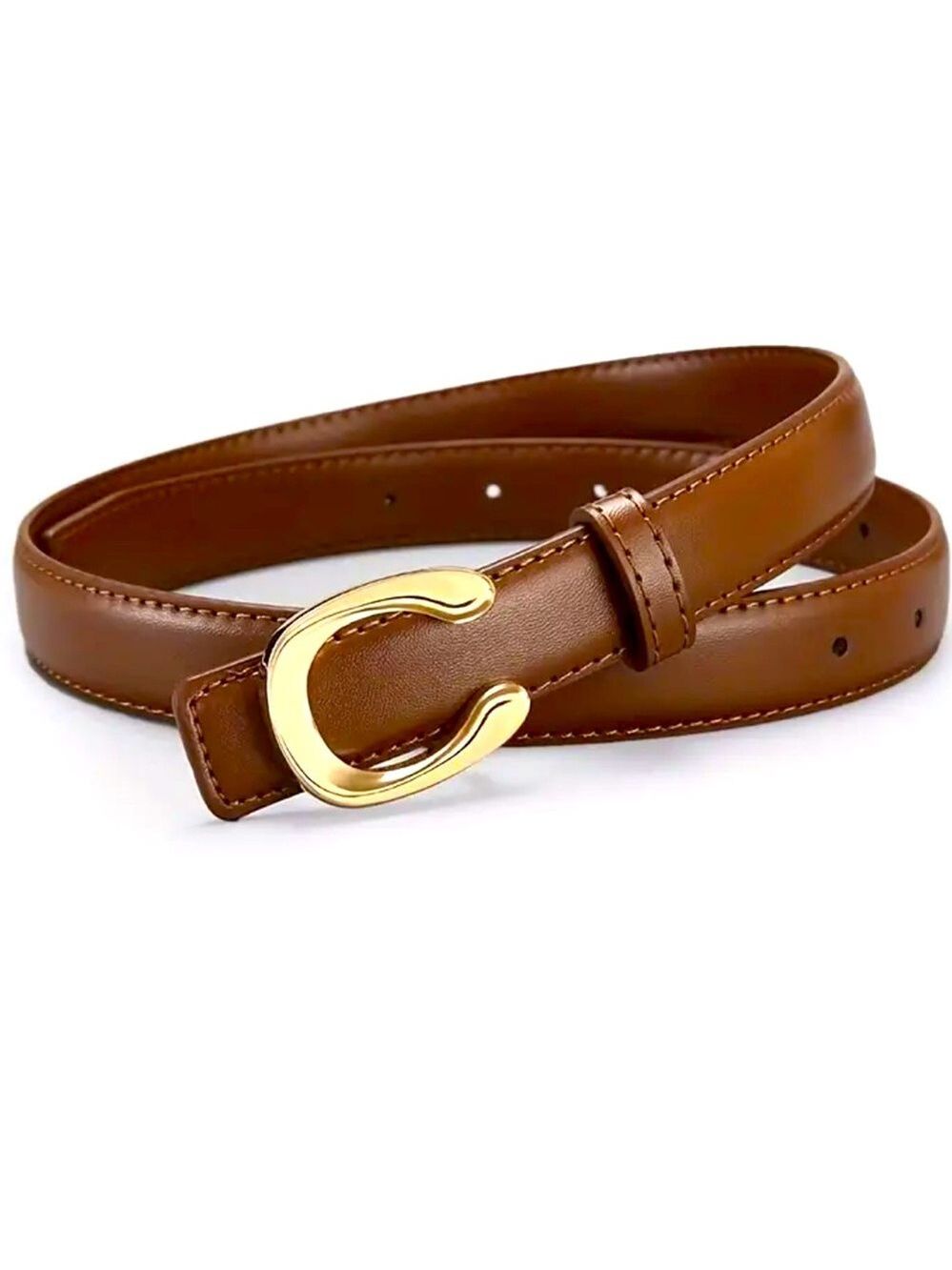 Classic Brown Leather Belt with "C" Detail XL 43”